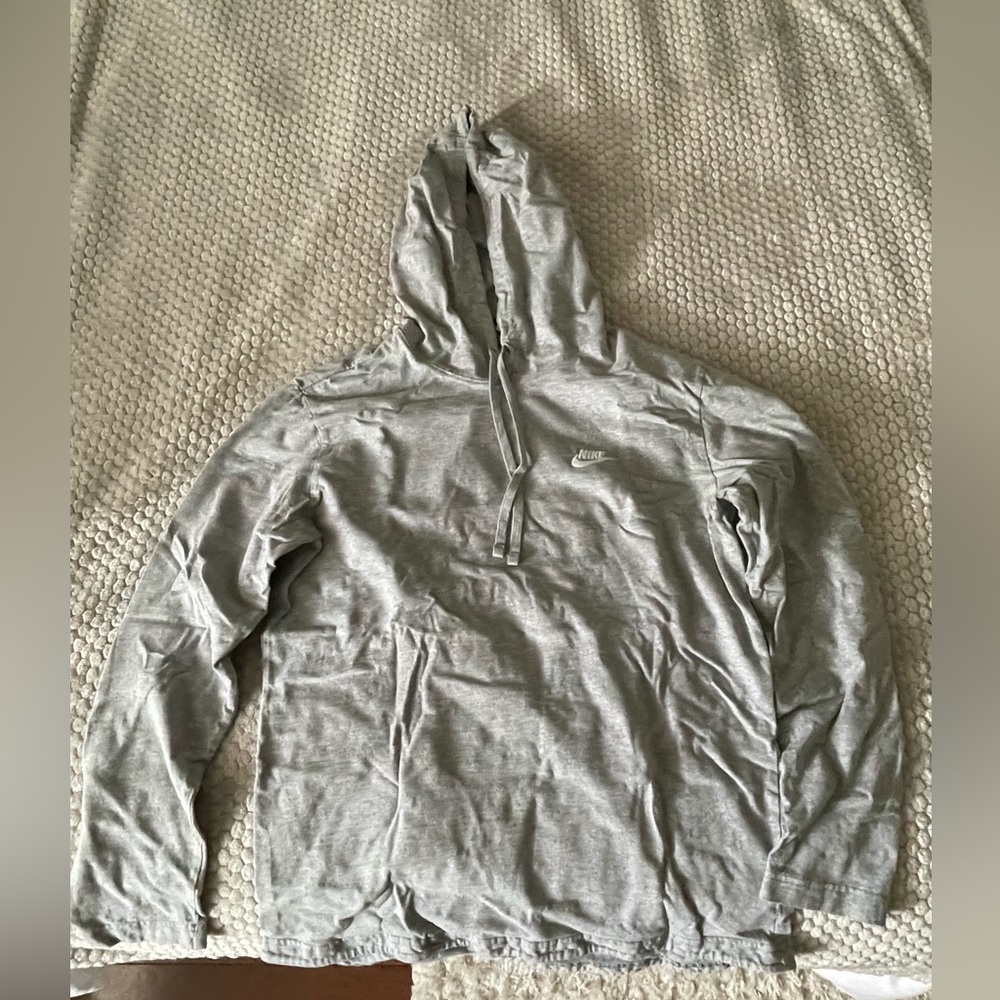Gray hooded long sleeve